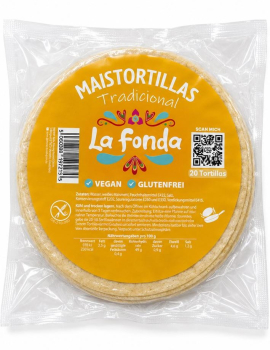 Weiße Maistortillas 15 cm La Fonda 20 Stück- (ca. 500g Vegan- Glutenfrei.